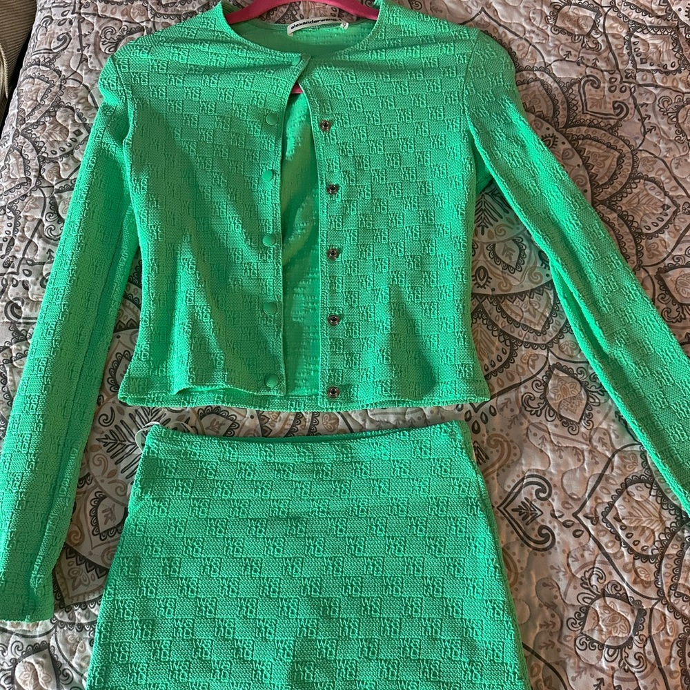 Alexander Wang Jacquard-knit cardigan and Jacquard-knit Skort